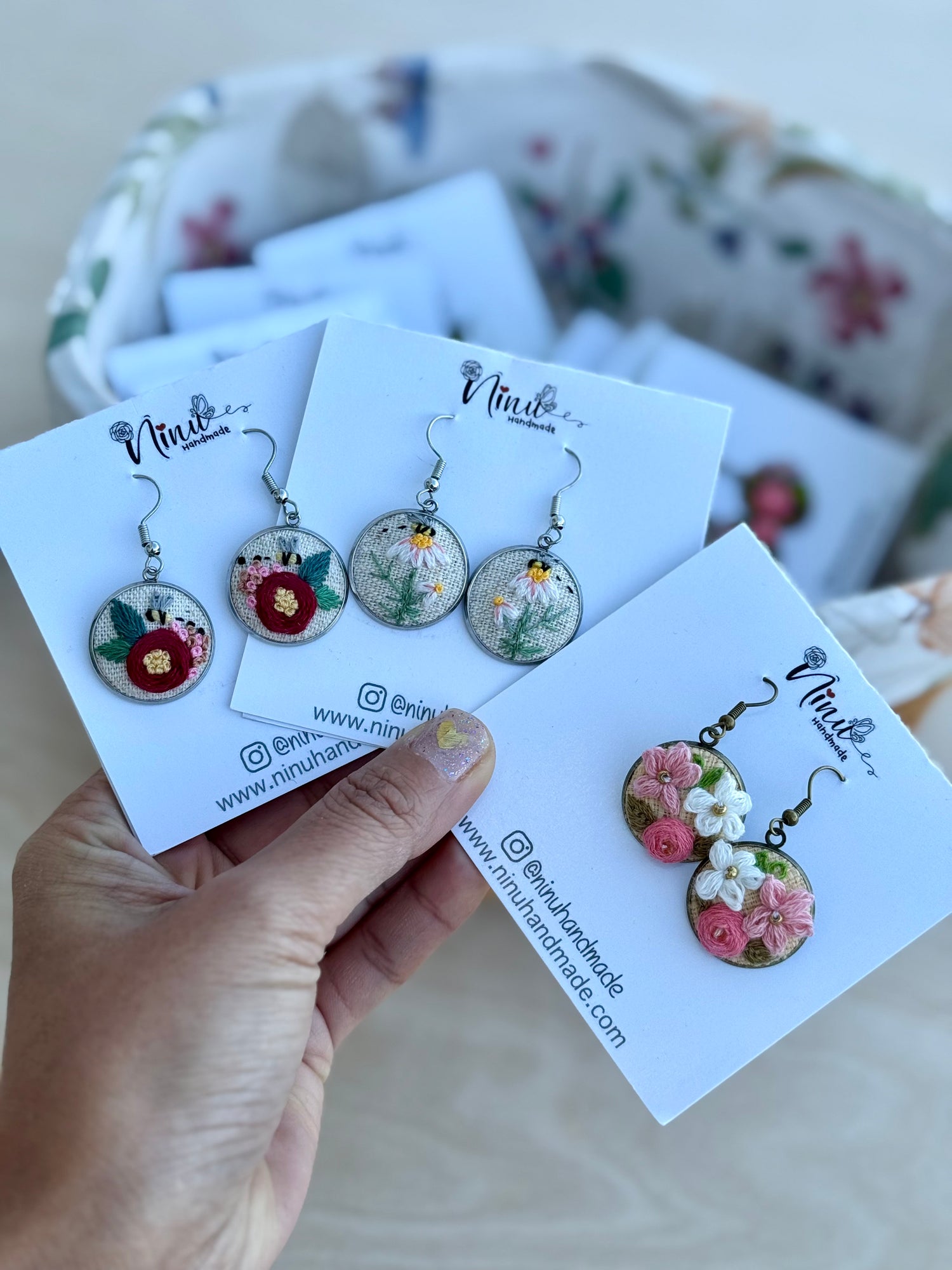 Embroidered Earrings