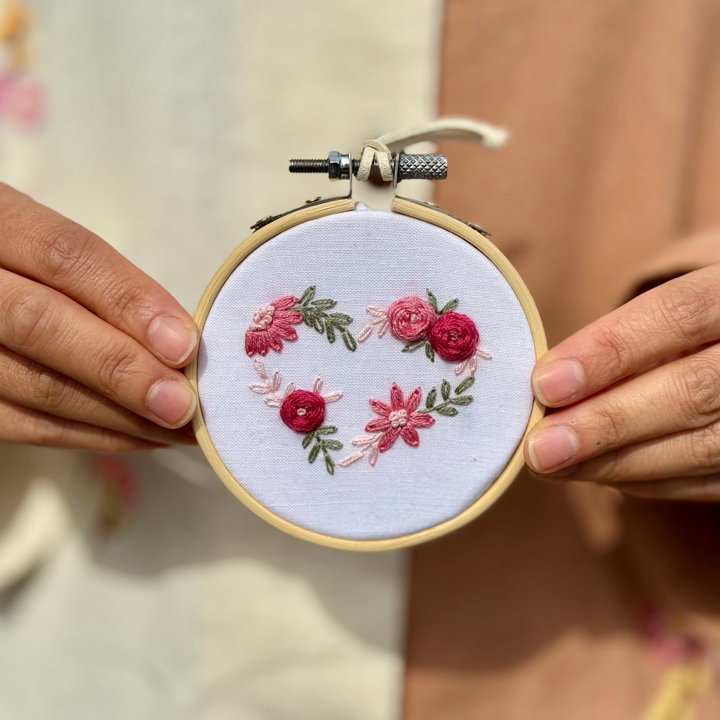 In Person Workshop - Embroidery Floral Heart Wall Art