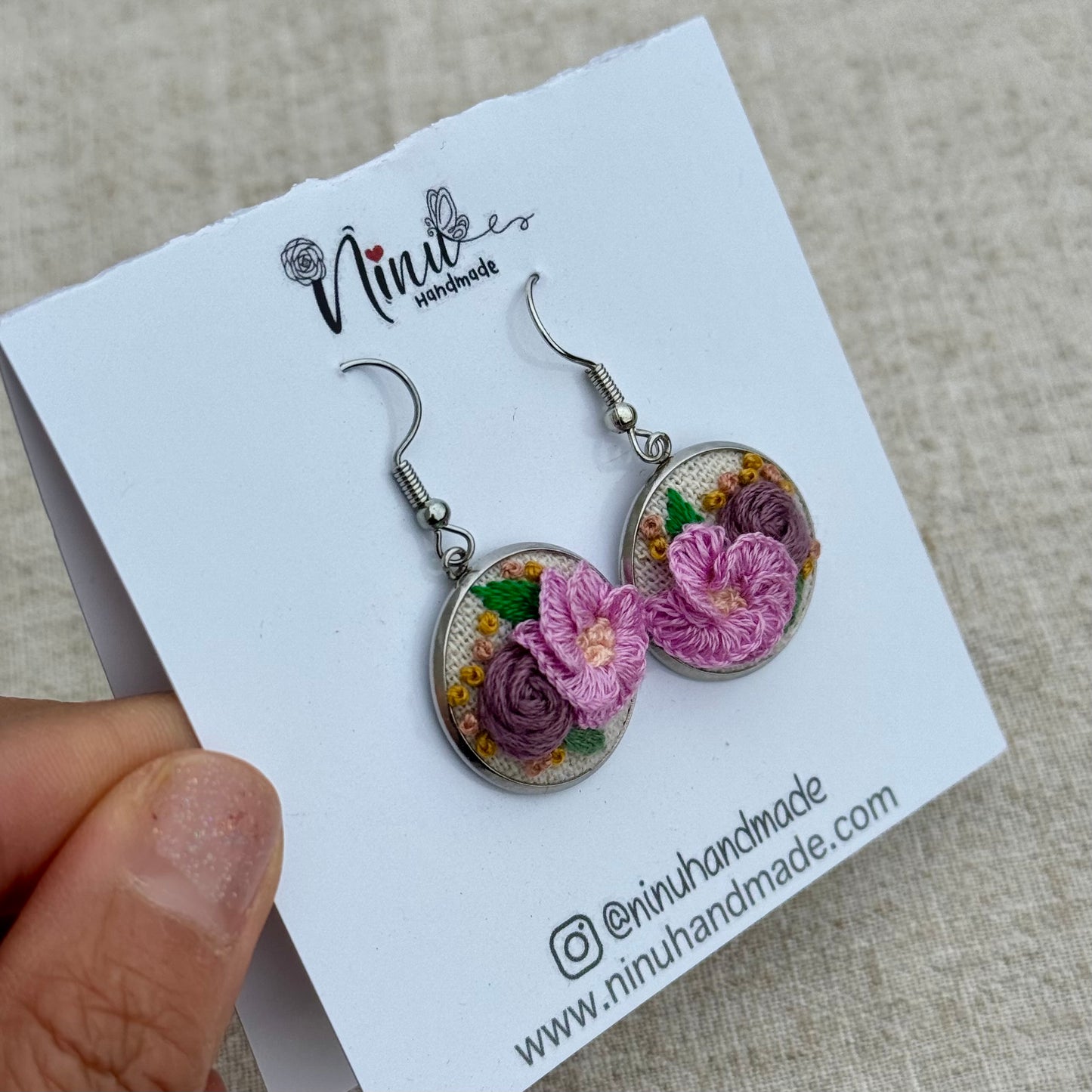 Hand embroidered earrings