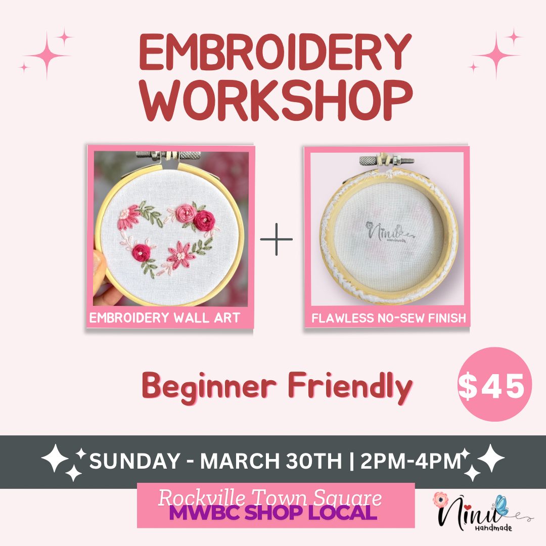 In Person Workshop - Embroidery Floral Heart Wall Art