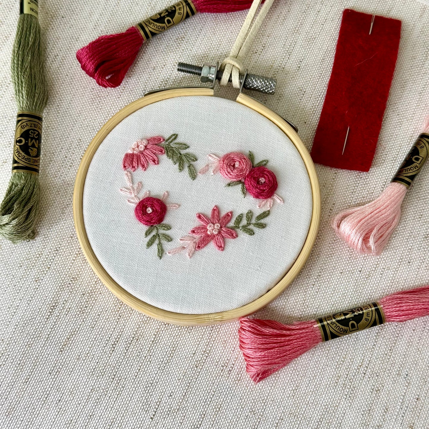 In Person Workshop - Embroidery Floral Heart Wall Art