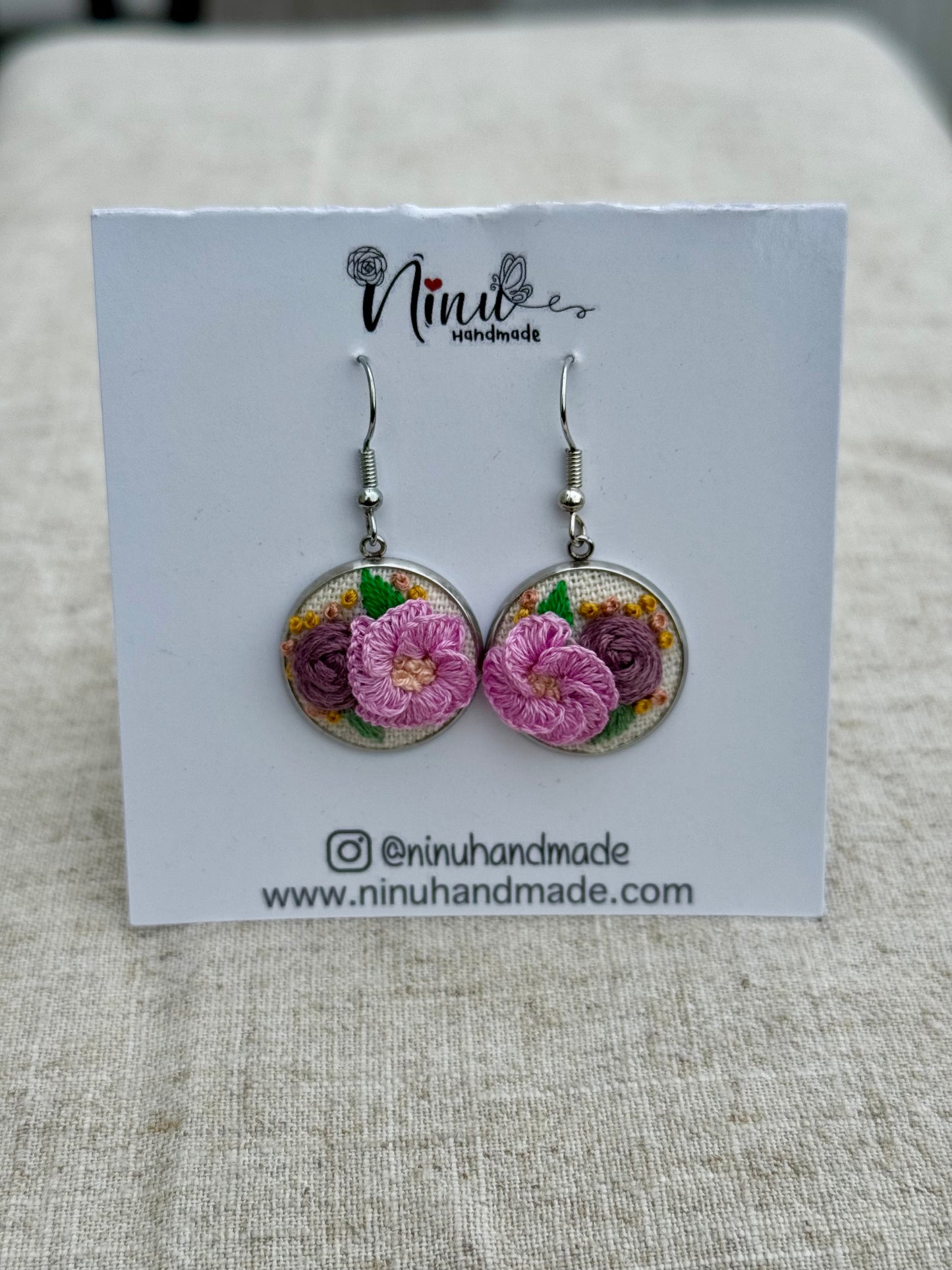 Hand embroidered earrings