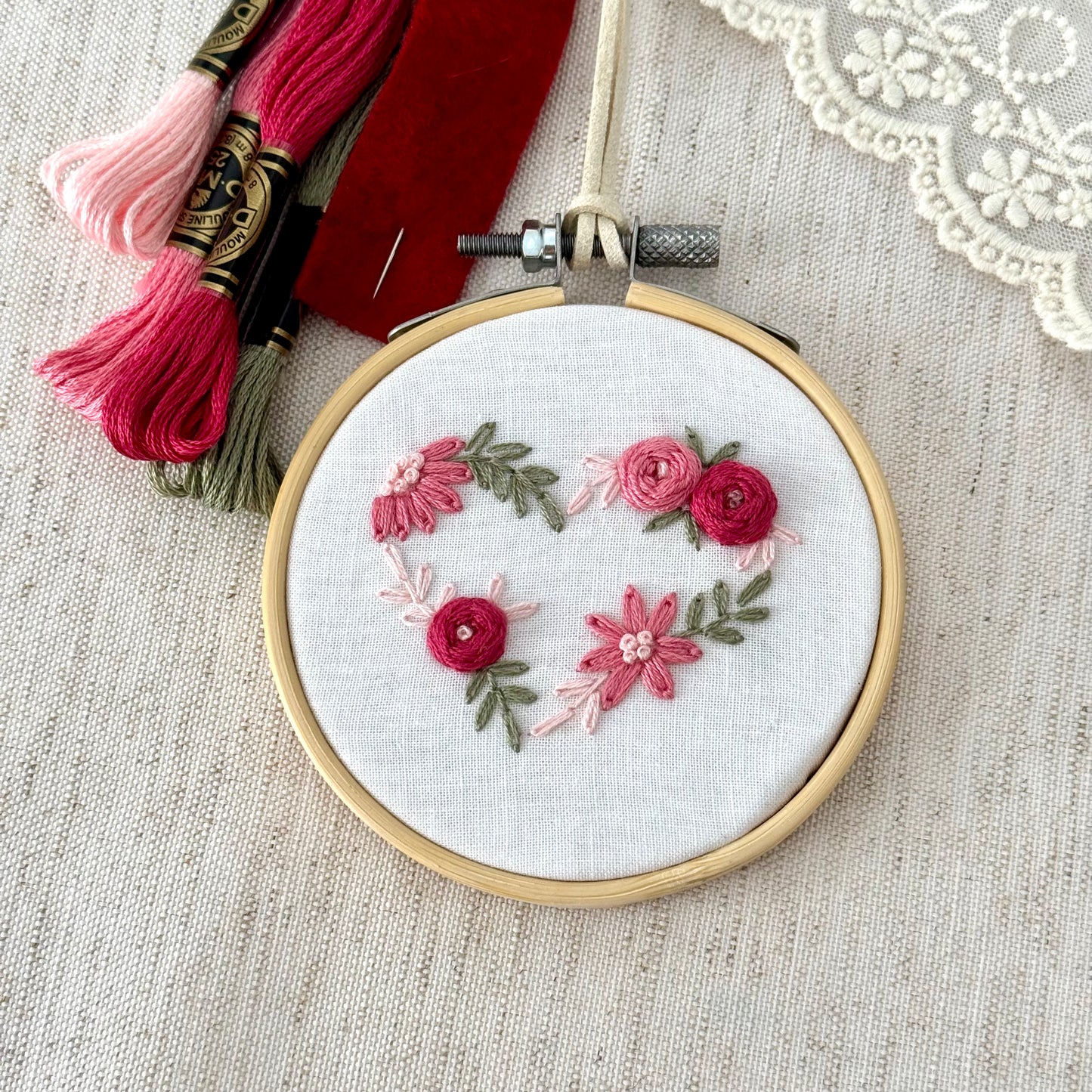 In Person Workshop - Embroidery Floral Heart Wall Art