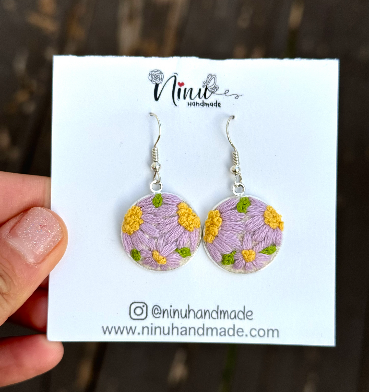 Hand embroidered earrings