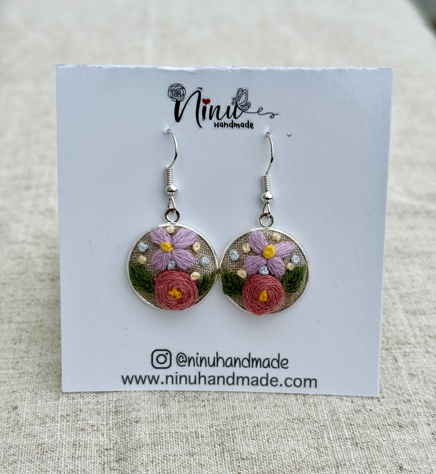 Hand embroidered earrings