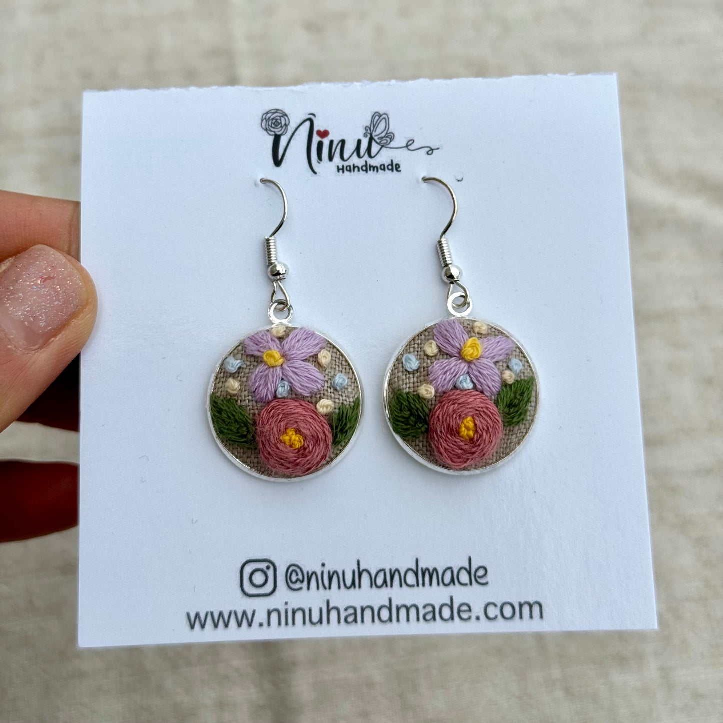 Hand embroidered earrings