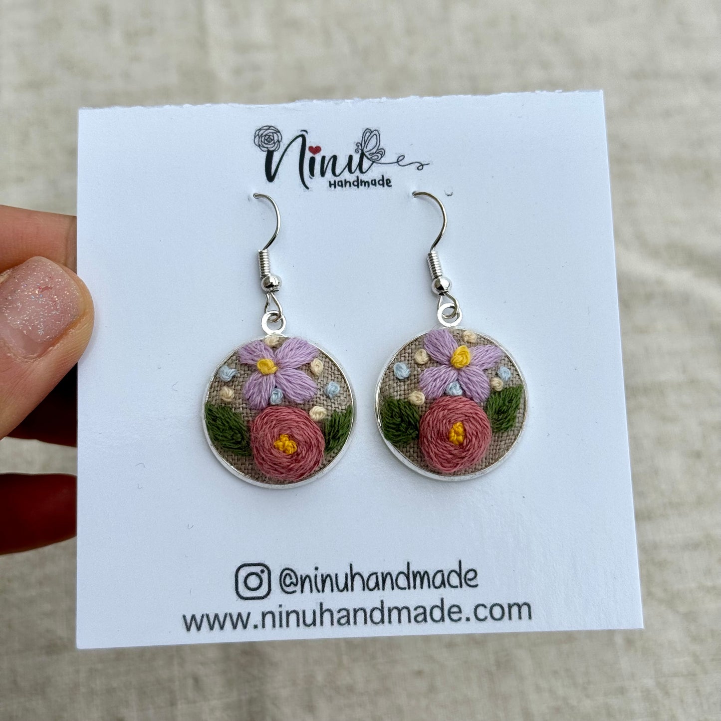 Hand embroidered earrings