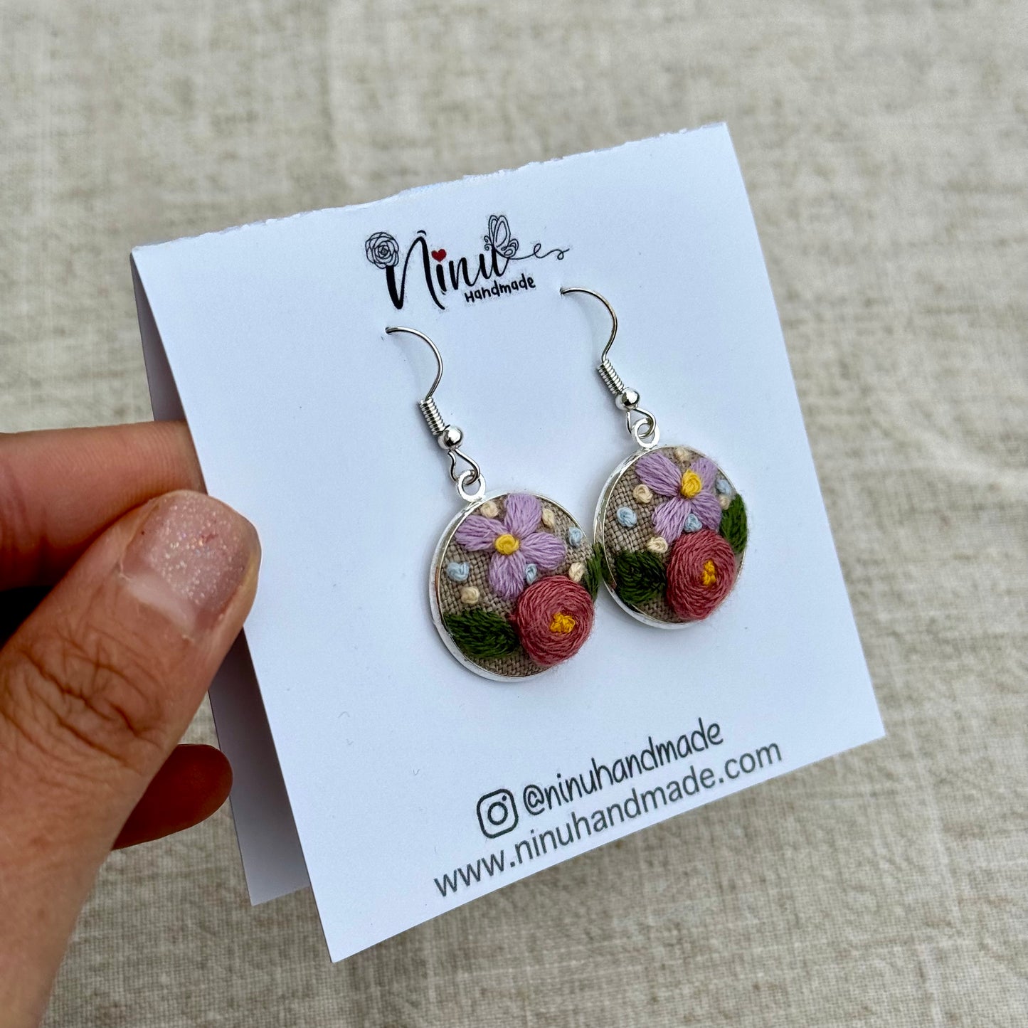 Hand embroidered earrings