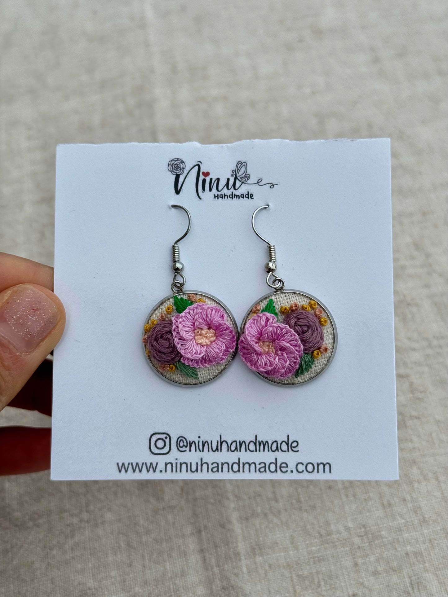 Hand embroidered earrings