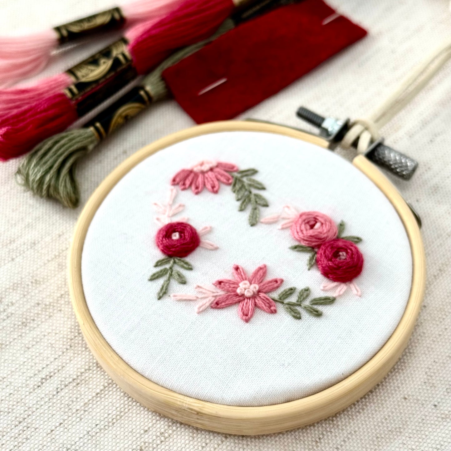 In Person Workshop - Embroidery Floral Heart Wall Art