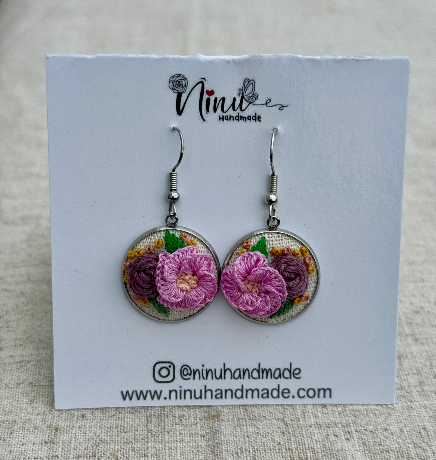 Hand embroidered earrings