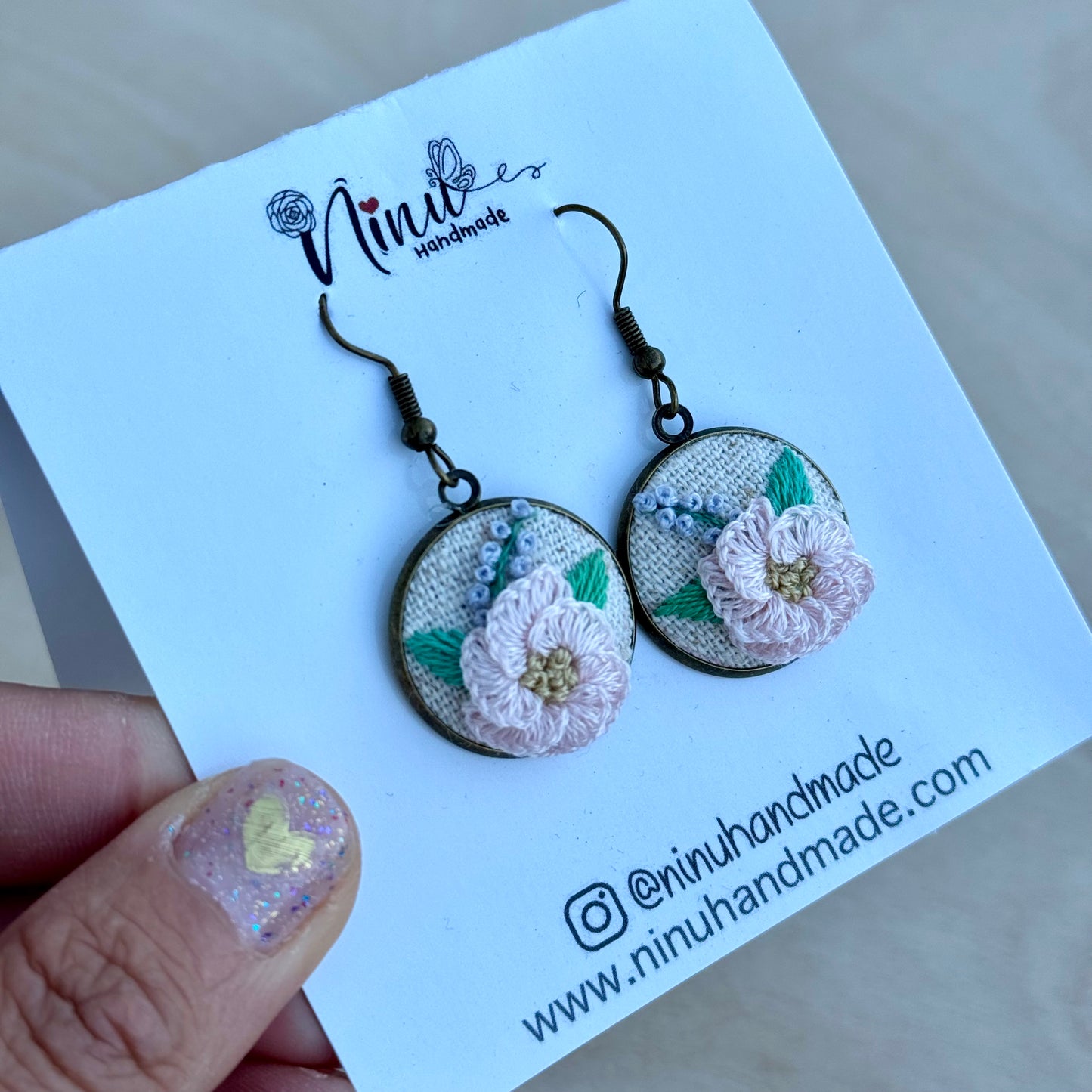 Hand embroidered earrings