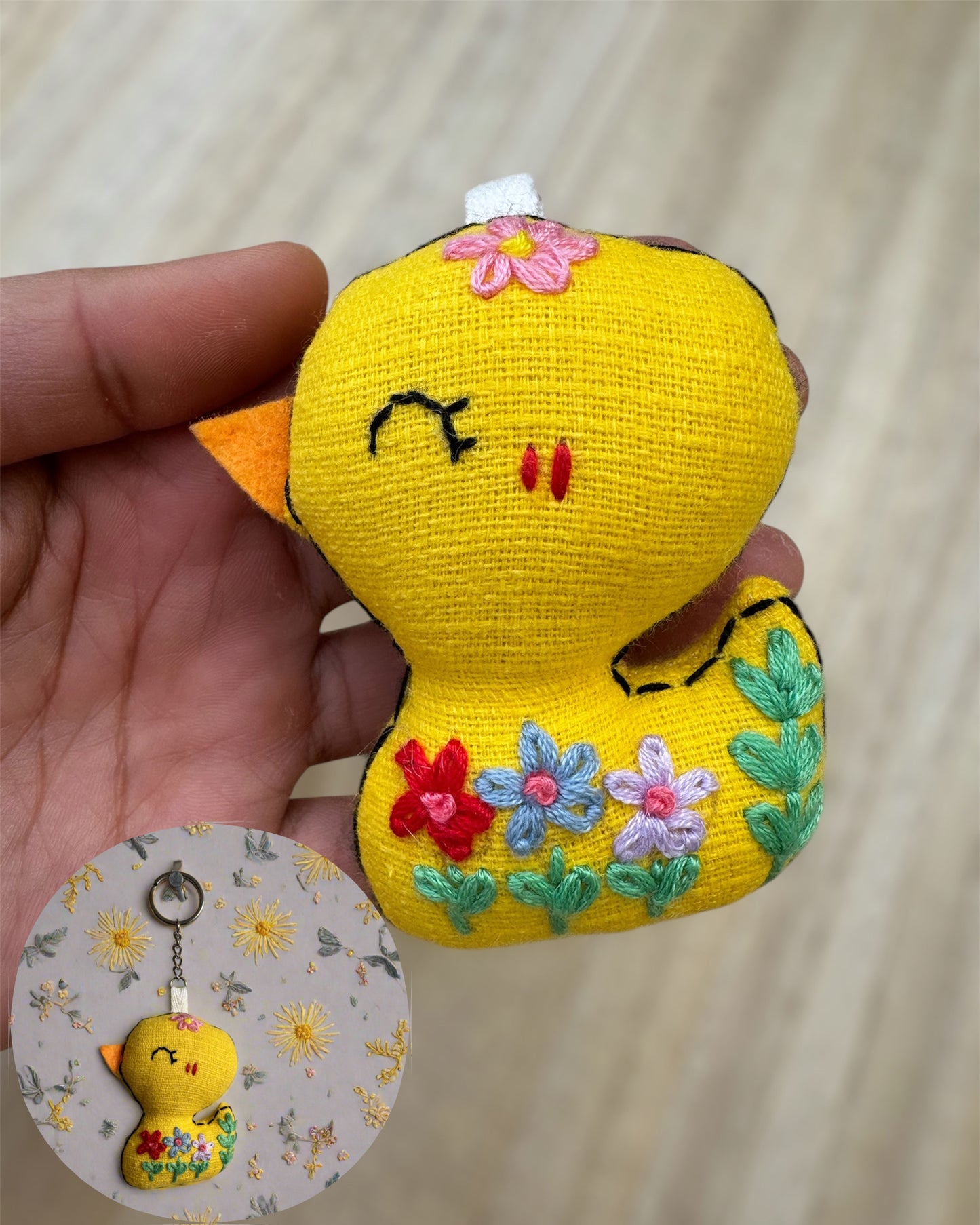 Embroidered Floral Duckling