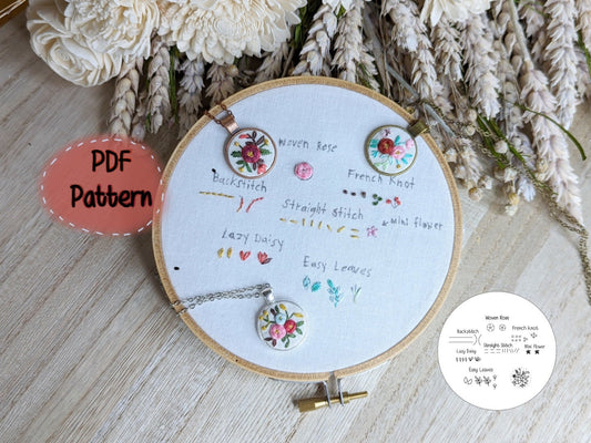 Stitching practice For DIY Embroidery Necklaces Kit PDF Instant Download